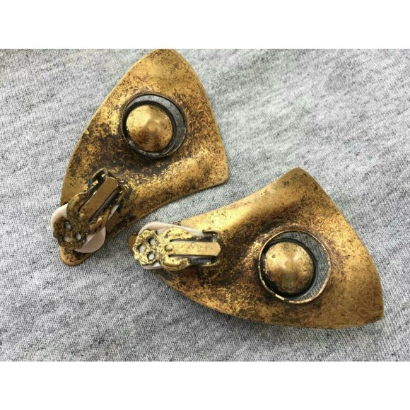 VTG Robert Lee Morris? Avant-Garde Faux Pearl gold tone EARRING Couture designer - Picture 3 of 6